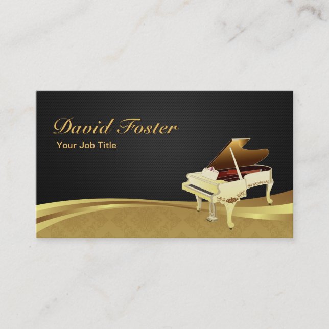 Grand Piano Pianist Elegantes Ambiente Visitenkarte (Vorderseite)