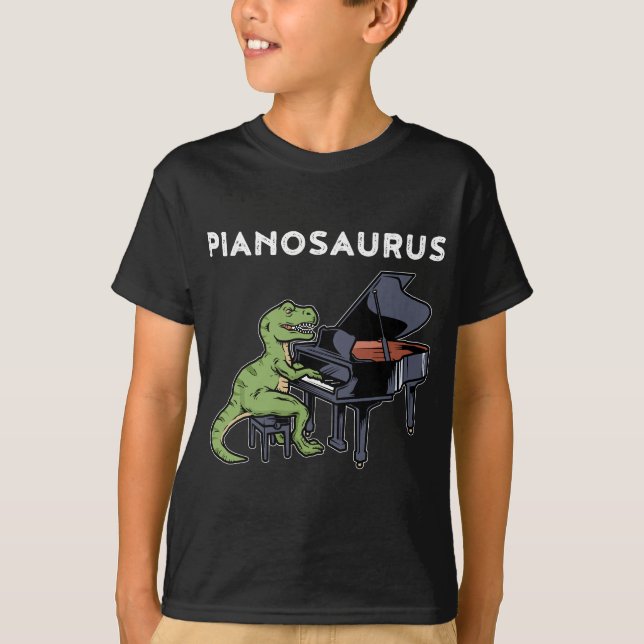 Grand Piano Pianist Gift Dinosaur Musikpiano T-Shirt (Vorderseite)