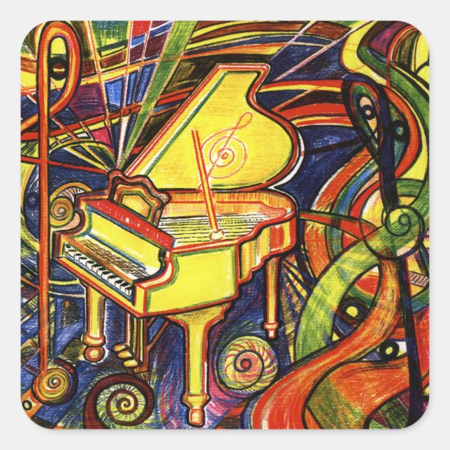 Grand Piano Quadratischer Aufkleber (Vorderseite)