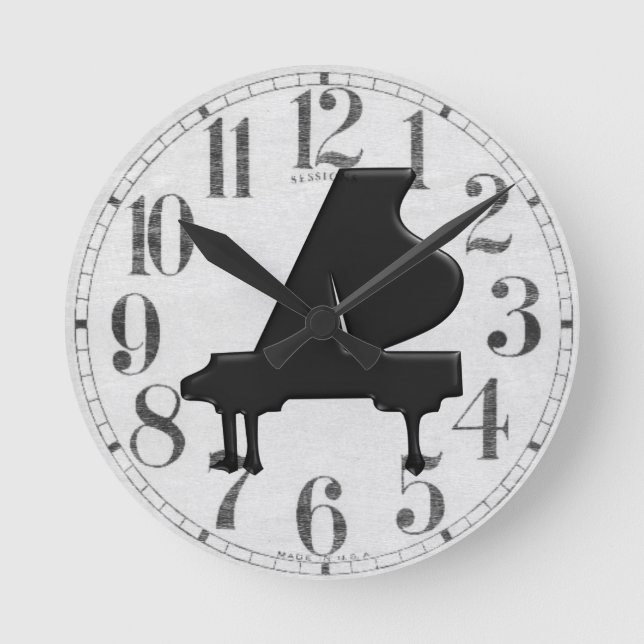 Grand Piano Runde Wanduhr (Vorderseite)