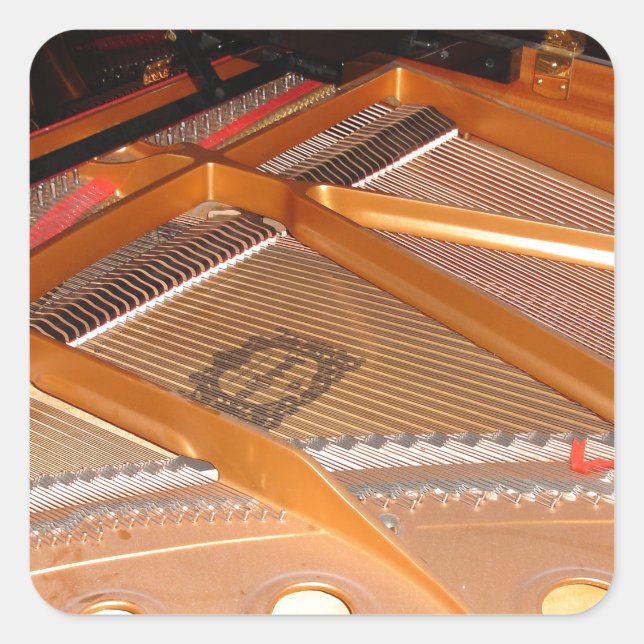 Grand Piano Soundboard Quadratischer Aufkleber (Vorderseite)