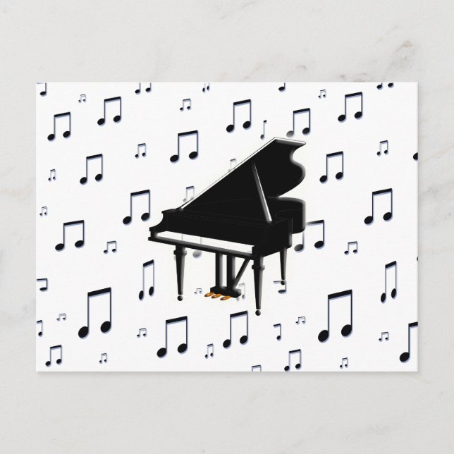Grand Piano und Musiknoten Postkarte (Vorderseite)