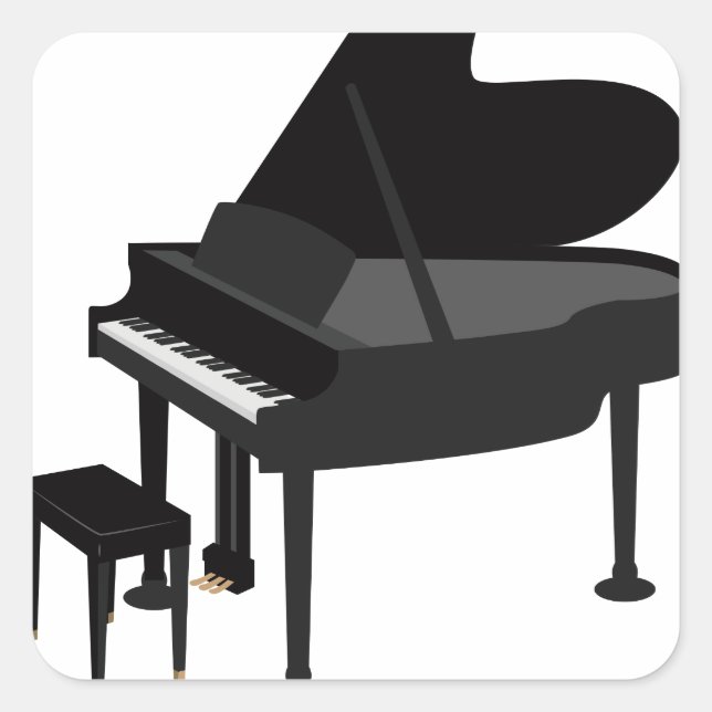 Grand Piano Zeichnend Quadratischer Aufkleber (Vorderseite)