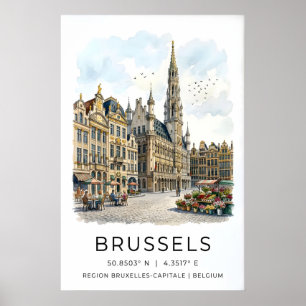Grand-Place Brüssel Druck Europäische Reise Dekor Poster