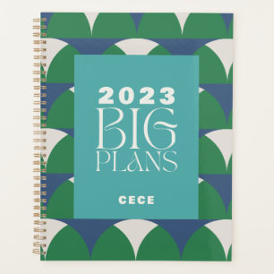 Grand plan géométrique moderne bleu vert rétro