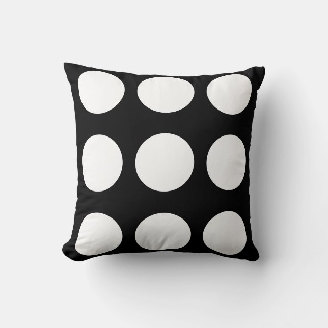 Grand pois noir et blanc coussin (Recto)