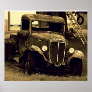Grand Poster de Camion d'Antiquité - Véhicule Vint