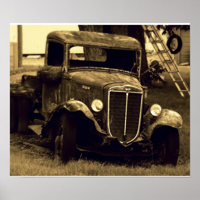 Grand Poster de Camion d'Antiquité - Véhicule Vint (Devant)