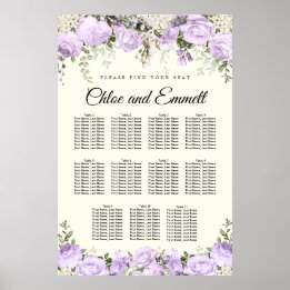 Grand Poster de Mariage à 11 tables de fleurs viol