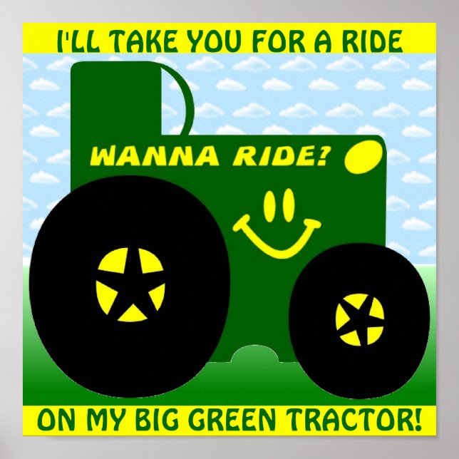 GRAND POSTER DE TRACTEUR VERT (Devant)