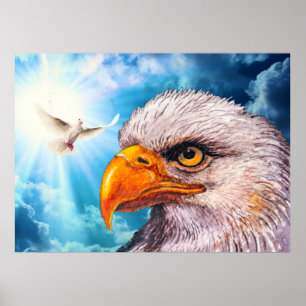 Grand Poster puissant d'aigle à tête blanche