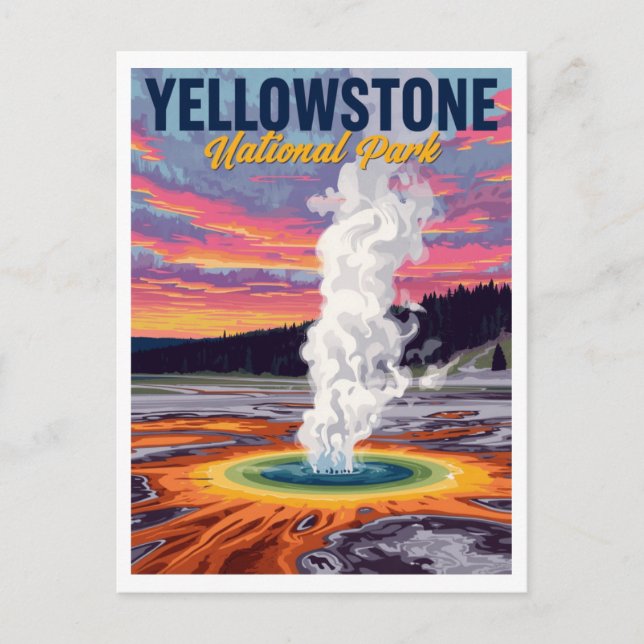 Grand Prismatic Spring Geyser Art Postkarte (Vorderseite)
