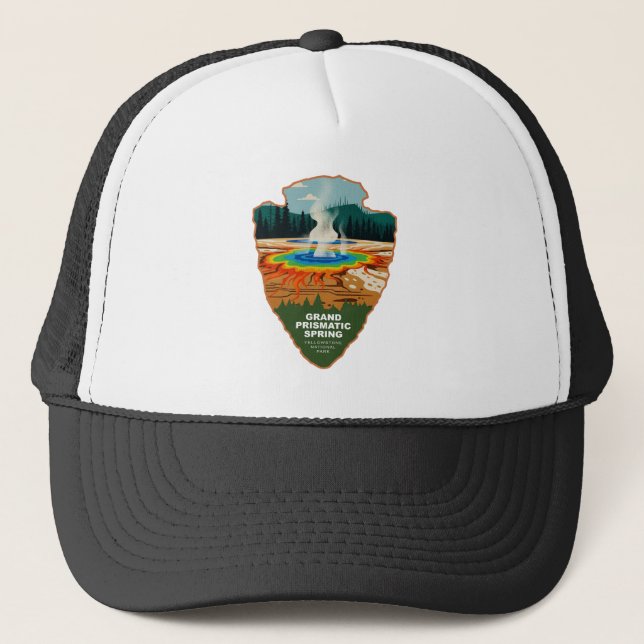 Grand Prismatic Spring Yellowstone Arrowhead Truckerkappe (Vorderseite)