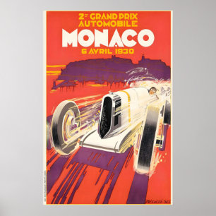 Grand Prix 1930 Motorrennen Monaco Frankreich Vint Poster