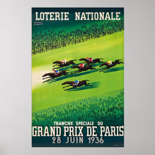 Grand Prix de Paris 28. Juni 1936 Loterie National Poster