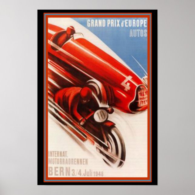 Grand Prix d'Europe Art Deco Print Poster (Vorne)