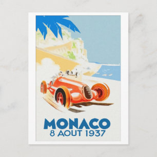 Grand Prix Monaco 1937 Aquarell Postkarte