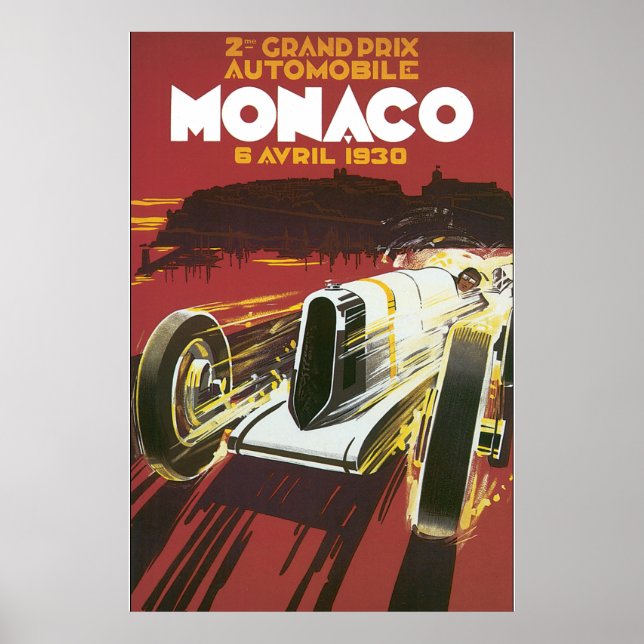 Grand Prix Monaco Vintage Reiseplaner Poster (Vorne)