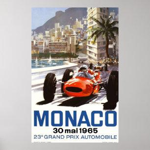 Grand Prix Racing in Monaco 1965 Poster