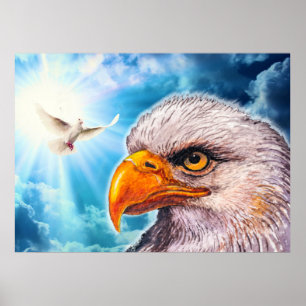 Grand Puissant Aigle Bald Poster Espoir pour l'Amé