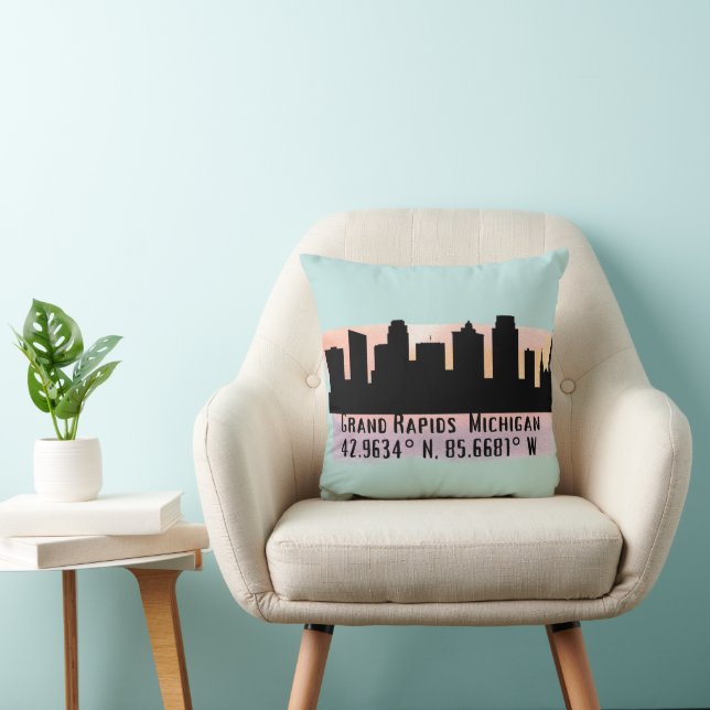 Grand Rapids MI City Skyline Kissen (Stuhl )