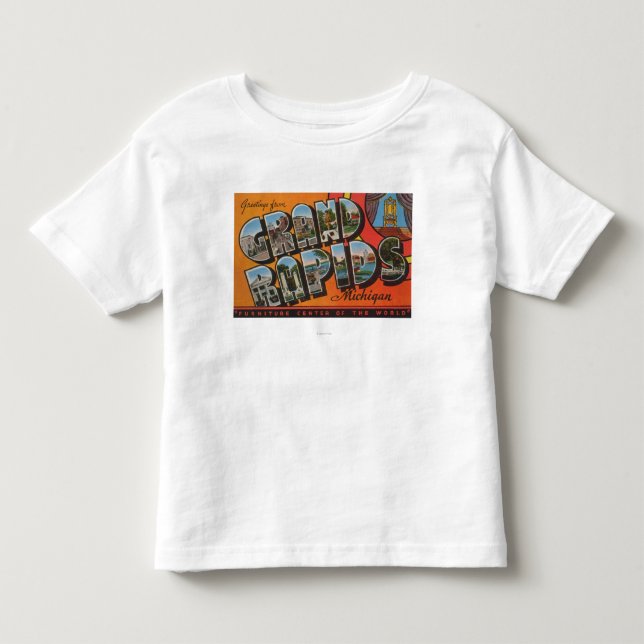 Grand Rapids, Michigan - große Buchstabe-Szenen Kleinkind T-shirt (Vorderseite)