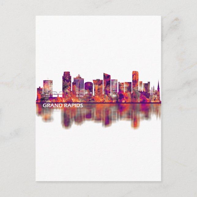 Grand Rapids Michigan Skyline Feiertagspostkarte (Vorderseite)