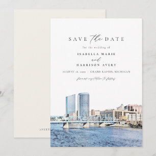 GRAND RAPIDS Michigan Skyline Save the Date Invit Einladung