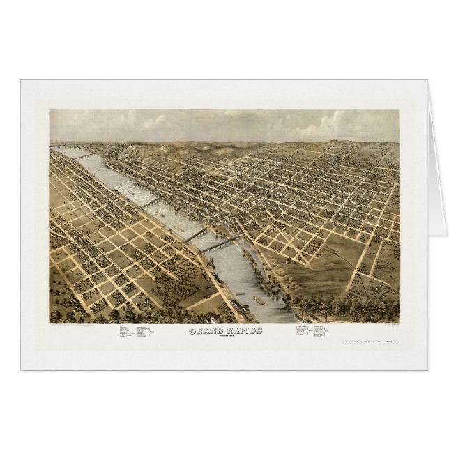 Grand Rapids, panoramische Karte MI - 1868 (Vorderseite (Horizontal))