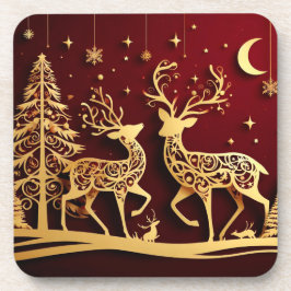 Grand Reindeer Waltz – Whimsy Holiday Pattern Getränkeuntersetzer