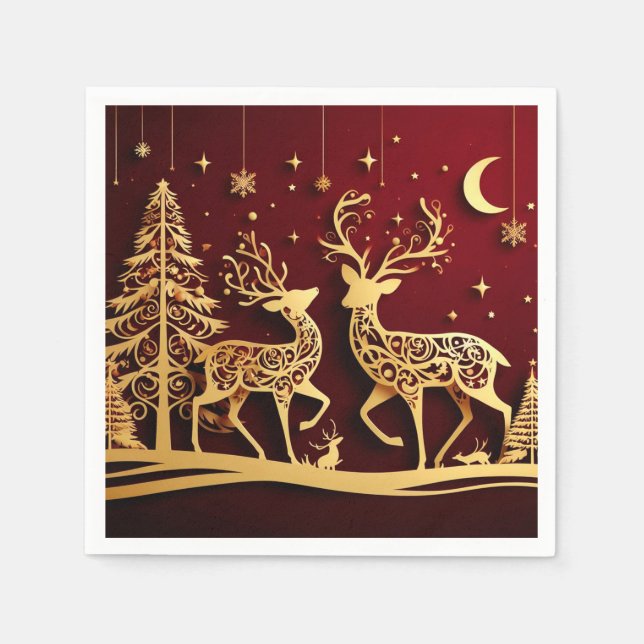 Grand Reindeer Waltz – Whimsy Holiday Pattern Serviette (Vorderseite)