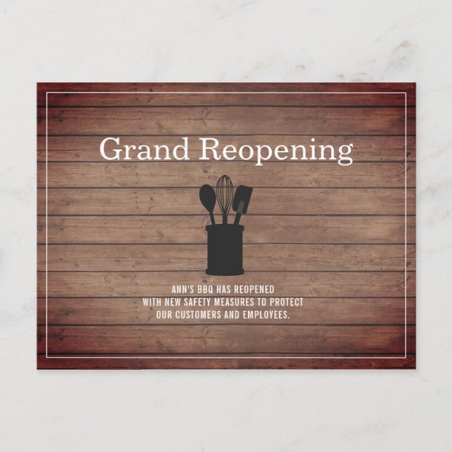Grand ReöffnRestaurant Food Wood Crock Postkarte (Vorderseite)