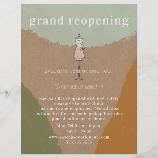 Grand Reopening Boutique Store Abstract Cardstock Flyer (Vorne)