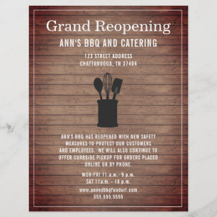 Grand Reopening Rustic Restaurant Crock Wood Flyer