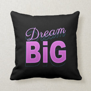 Grand rétro coussin rêveur du néon 80s de noir 