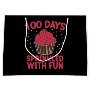 Grand Sac Cadeau 100 Jours Parsemés De Fun Cupcake Écolière