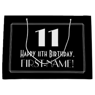 Grand Sac Cadeau 11ème anniversaire : Art Déco Style inspiré "11",