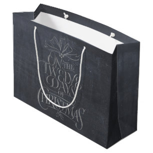 Grand Sac Cadeau 12 jours élégants de la calligraphie de craie de