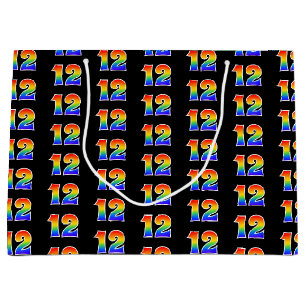 Grand Sac Cadeau 12e anniversaire : motif numéro 12 d'événement amu