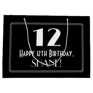 Grand Sac Cadeau 12ème anniversaire : Art Déco Style inspiré "12",