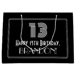 Grand Sac Cadeau 13e anniversaire — Art Déco Inspiré Look "13" & No