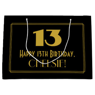 Grand Sac Cadeau 13e anniversaire — Représentation Art déco "13