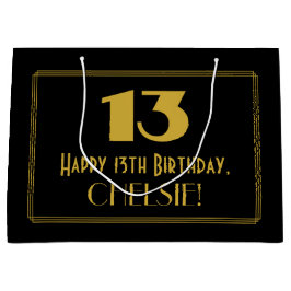 Grand Sac Cadeau 13e anniversaire — Représentation Art déco "13" et
