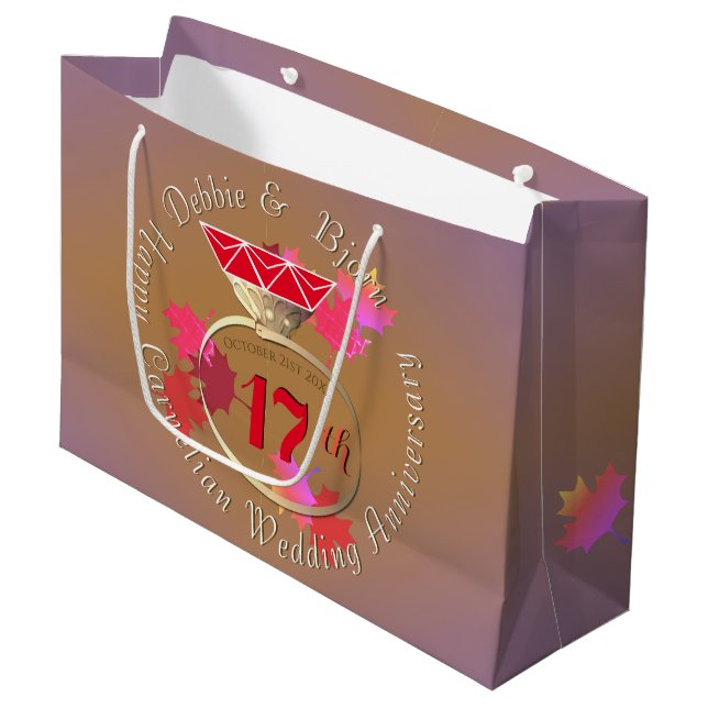 Grand Sac Cadeau 17e anniversaire Mariage Carnelian &Blue (Devant Angle)