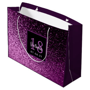 Grand Sac Cadeau 18e anniversaire violet rose parties scintillant f