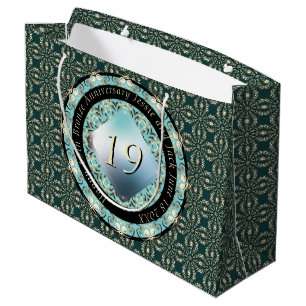 Grand Sac Cadeau 19e anniversaire du Mariage médaillon d'aquamarine