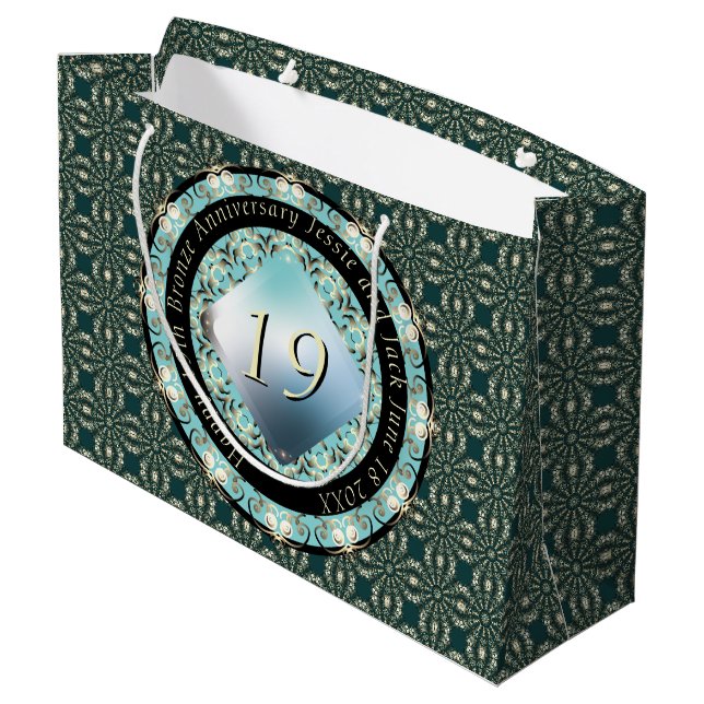 Grand Sac Cadeau 19e anniversaire du Mariage médaillon d'aquamarine (Dos Angle)