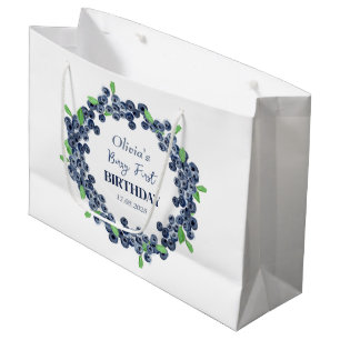 Grand Sac Cadeau 1ère fête d'anniversaire Blueberry Baby Girl