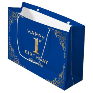 Grand Sac Cadeau 1ère fête d'anniversaire Cadre Parties scintillant
