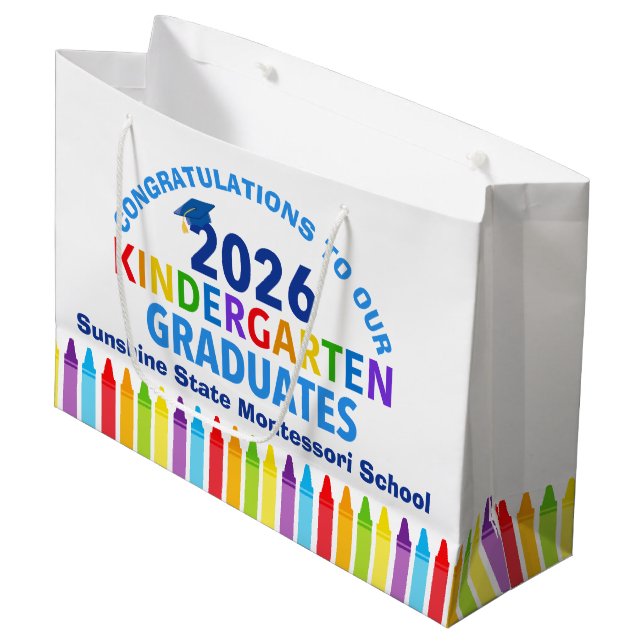 Grand Sac Cadeau 2026 Kindergarten Graduation Custom School Party (Devant Angle)